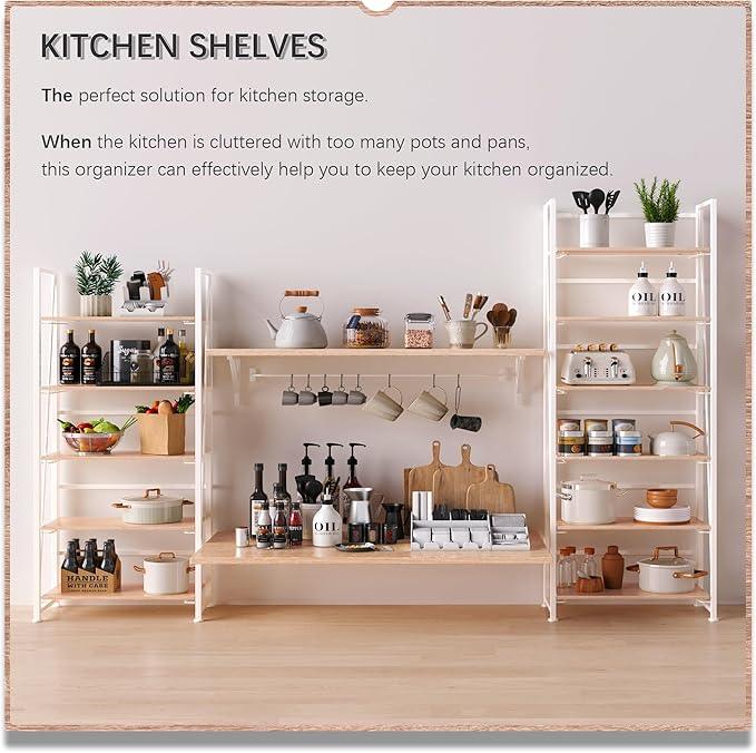 4NM No Assembly Foldable Bookshelf, 6-Shelf Collapsible Bookcase Storage for Small Spaces, 74