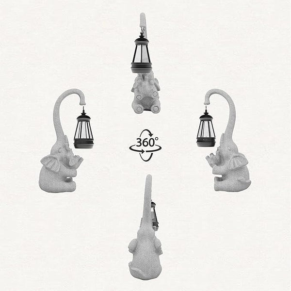 Solar Powered Outdoor Figurine Lights, 10 Inch Waterproof Animal Elephant Statue Light, Suitable for Decorations for Patio, Balcony, Lawn, Courtyard, Etc.(Chest)