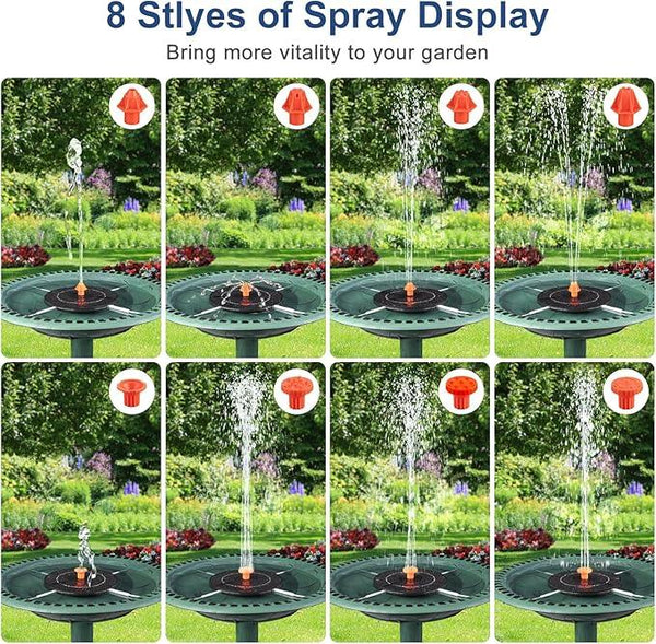 3.5W Solar Fountain, Upgrade Solar Bird Bath Fountains, Water Fountain Outdoor with 4 Fixed Rods & 8 Orange Nozzles, Solar Fountain Pump for Pond, Patio,Outdoor, Garden, Pool