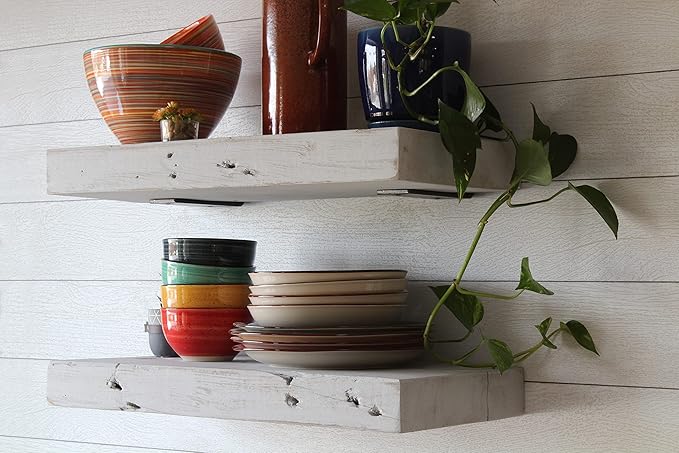 Urban Legacy Reclaimed Barn Joist Deep Floating Shelves | Deep Shelves with Low Profile Shelf Bracket with High Weight Capacity, Set of 2 (36