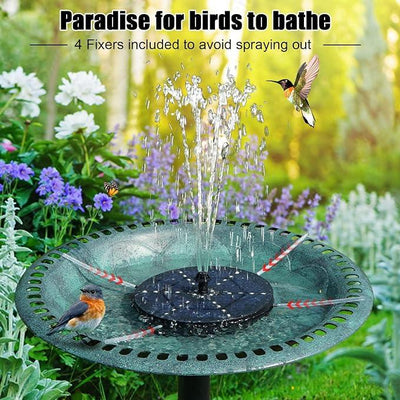 Solar Bird Bath Fountains Upgraded, 4W Solar Powered Water Fountain Pump with 7 Nozzles & 4 Fixers, 4000 Battery, 7 Colors LED Light for Garden, Pond, Pool, Fish Tank, and Outdoor