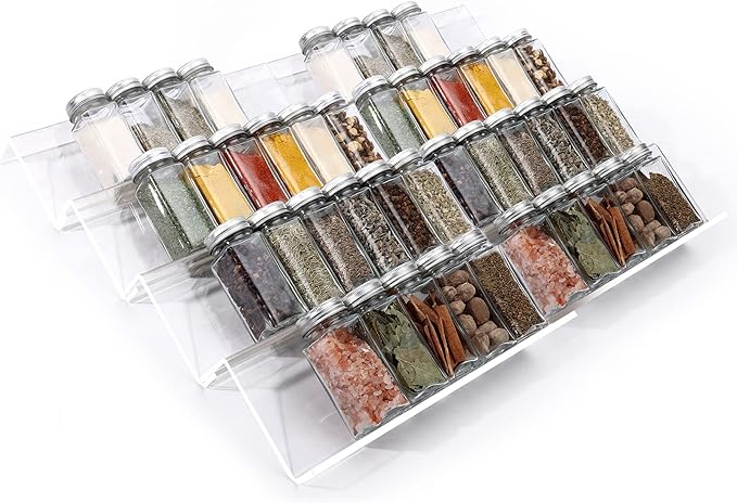 MIUKAA Clear Acrylic Spice Drawer Organizer, 4 Tier- 2 Set Expandable From 13