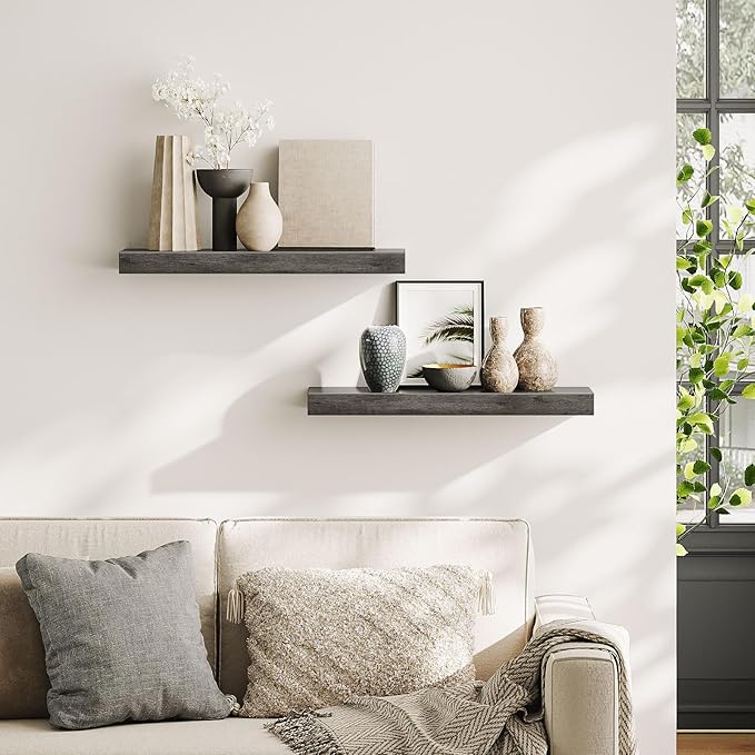 HOOBRO Floating Shelves for Wall, Wall Mounted Shelf Set of 2, 23.6