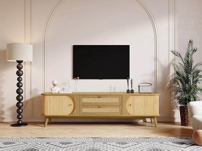 Merax Modern Fluted TV Stand for 75