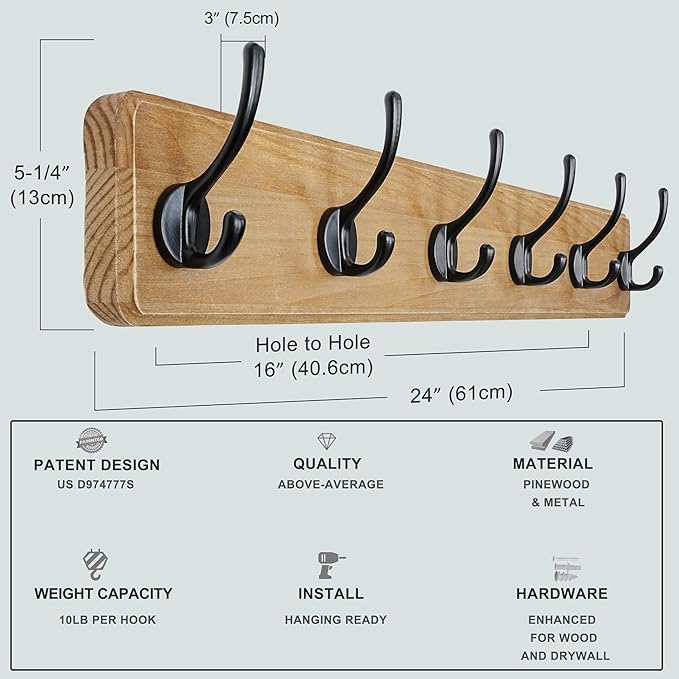 Dseap Wall Mounted Coat Rack: 24
