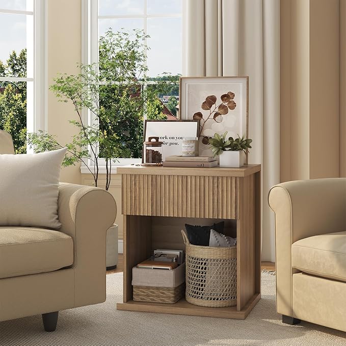 Fluted Nightstand Set of 2, 22.8