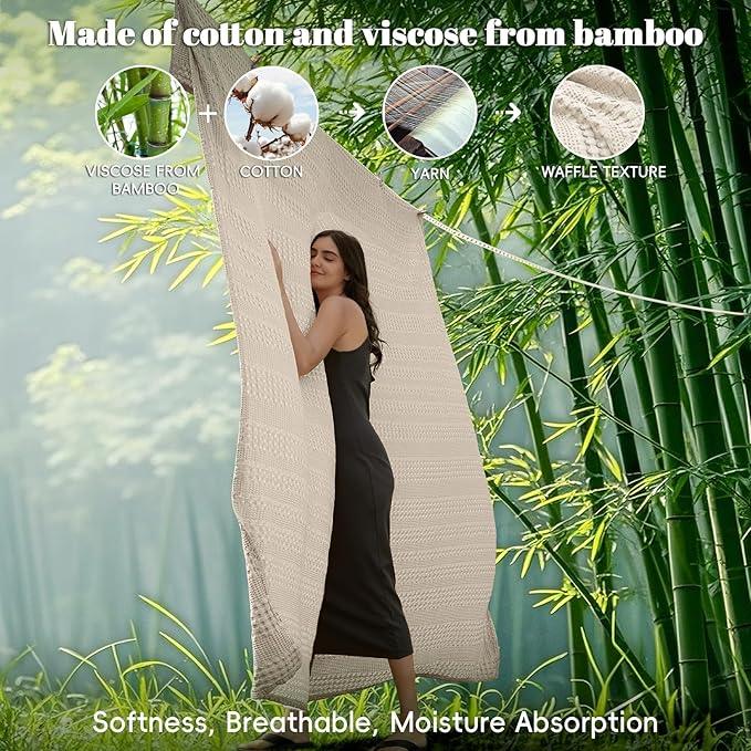 PHF Cooling Waffle Blanket King Size, Lightweight 60% Rayon Derived from Bamboo & 40% Cotton Breathable Blanket for Hot Sleepers, Soft and Luxury for Bed Couch and Sofa, 104