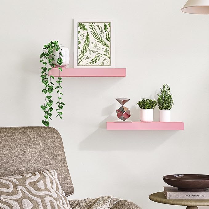 BAMEOS Pink Floating Shelves for Wall, 16