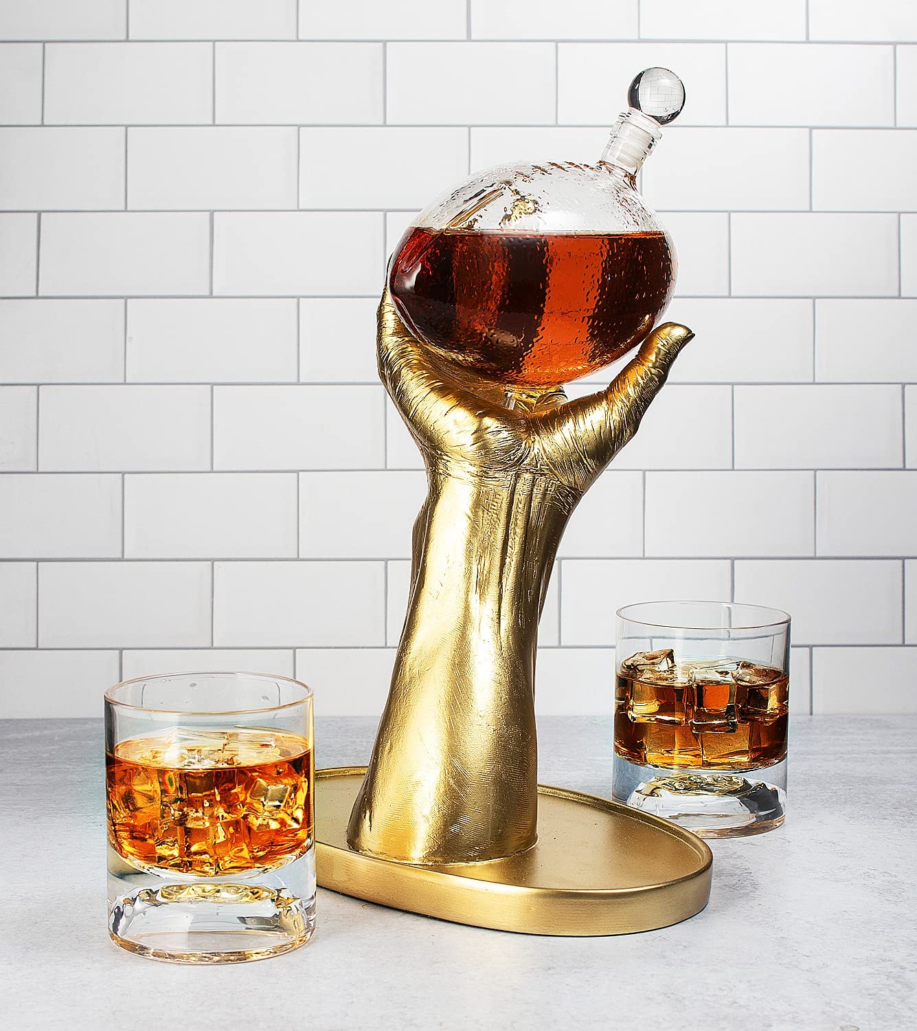 Football Decanter with 2 Football Whiskey & Wine Glasses - Perfect For Superbowl, Father's day Gift, Gift for Husband - Made for Liquor, Scotch, Whiskey and Bourbon 750ml, Rugby Gifts Clear