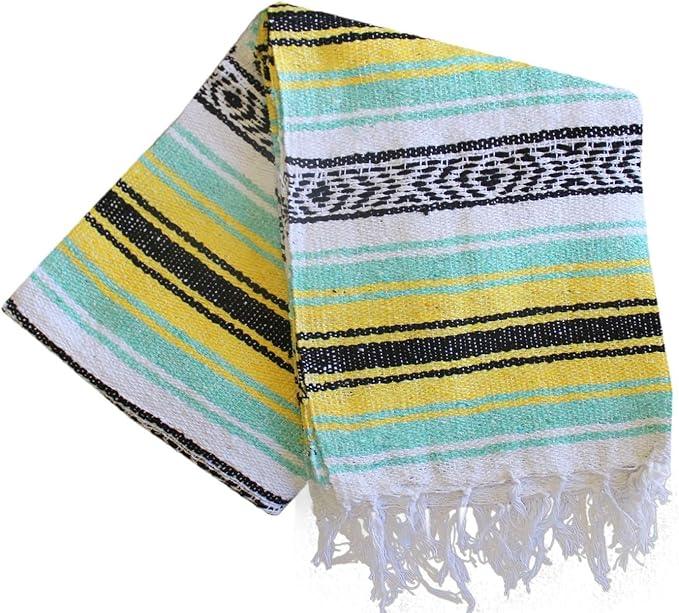 Del Mex Classic Mexican Blanket, Large Authentic Woven Falsa Throw (70