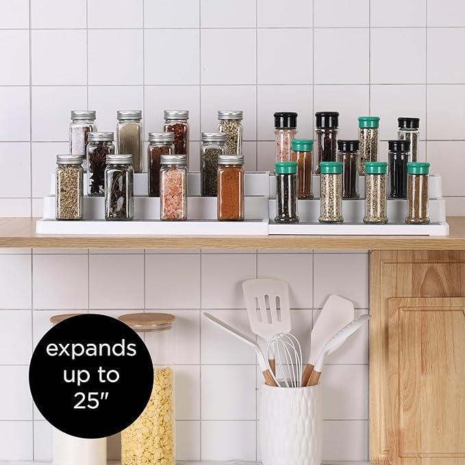 SIMPLEMADE 3-Tier Spice Rack Organizer - Versatile Storage Shelf for Kitchen, Bathroom, Bedroom & Office, Set of 2, Expandable White