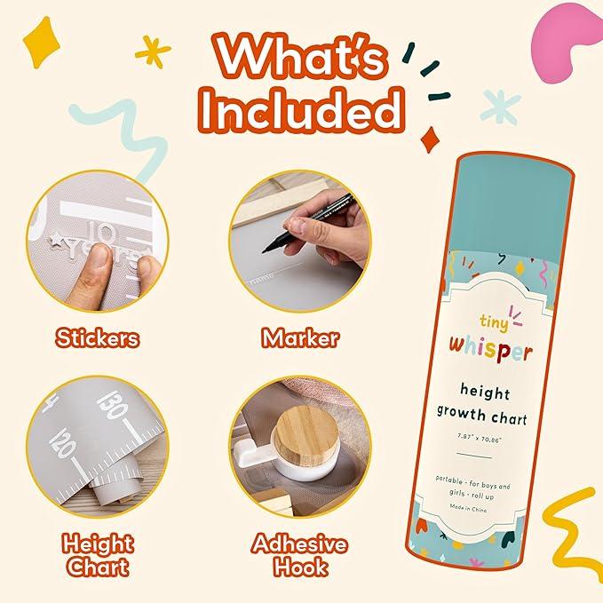 Height Chart for Kids Customizable Kids Height Wall Chart with Stickers, Marker & Hook Hanging Growth Chart Measurement for Wall Easy Installation for Baby Room Nursery and Playroom