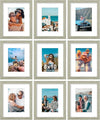 Vittanly 8x10 Picture Frames Set of 9, Shatter Resistant Plexiglass, Display 5x7 Pictures with Mat or 8x10 without Mat, Photo Frames for Wall or Tabletop, Engineered Wood, Driftwood