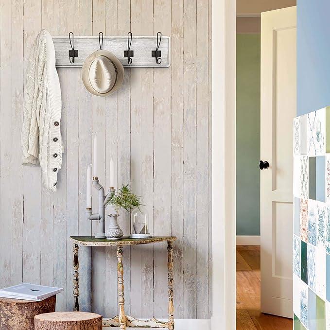 HBCY Creations Rustic Coat Rack - Wall Mounted Whitewash 24