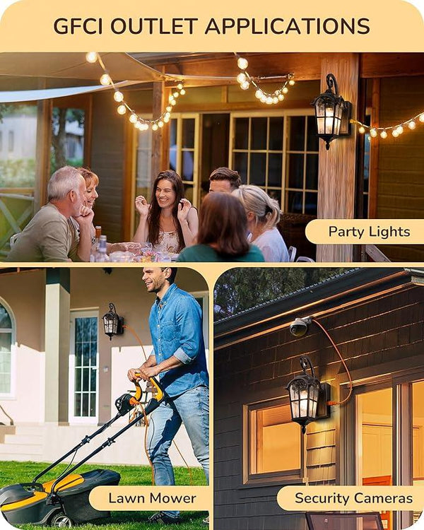 EDISHINE Dusk to Dawn Outdoor Wall Lights, Porch Light Fixture with GFCI Outlet, Exterior Wall Lantern with E26 Socket, Waterproof Outside Wall Sconce Wall Mount Lamp for Front Door, Patio, Garage