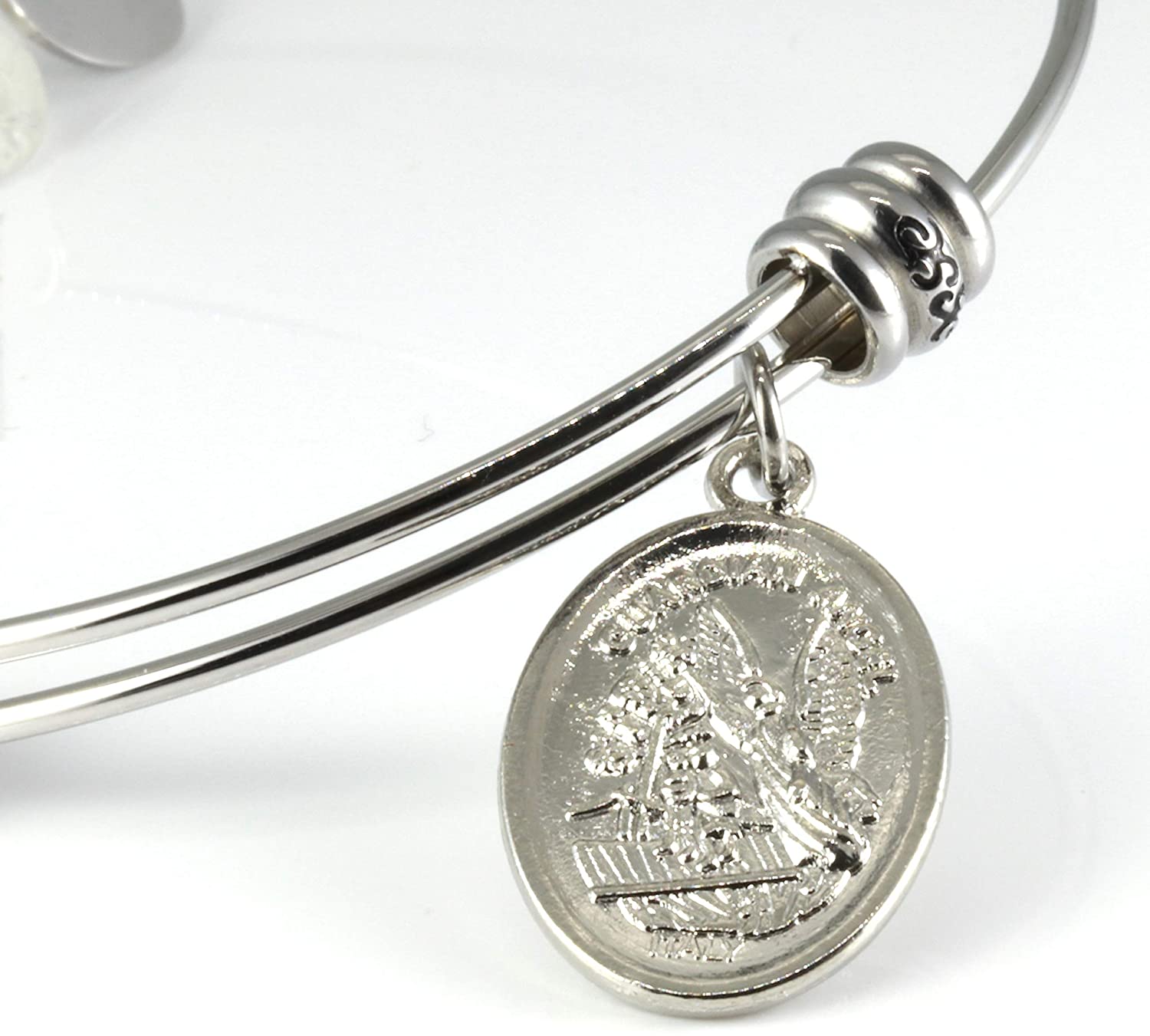 Archangel Michael | Protection Bracelets for Women Stainless Steel St Michael Bangle of Religious Jewelry for Women of Saint Michael or San Miguel Arcangel Protection Bracelet for Men and Women