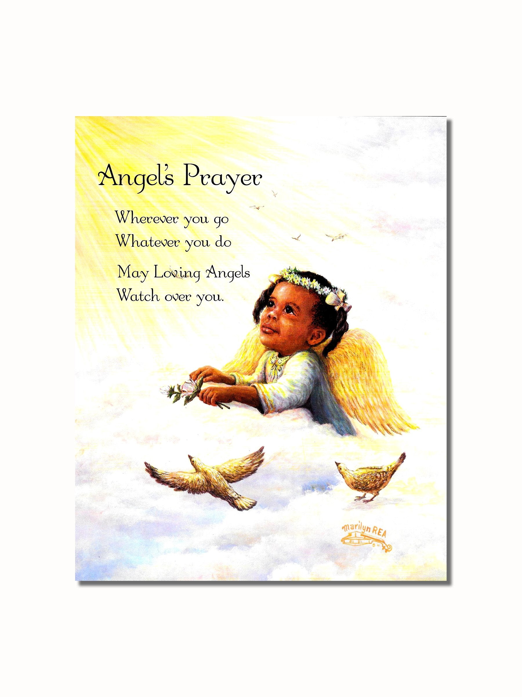 Black Girl Angel Art – African American 8x10 Art Print | Prayer Wall Decor