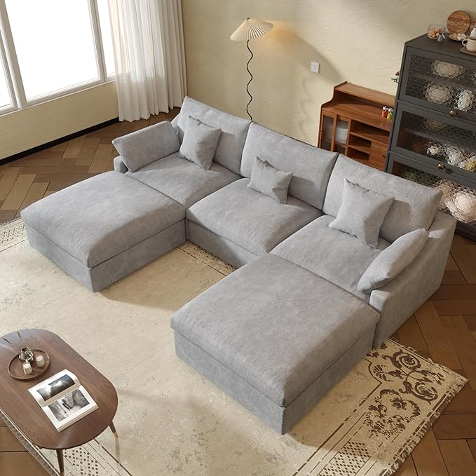 JACH U Shaped Sectional Couches, Cloud Sectional Couch with Deep Seat, 119