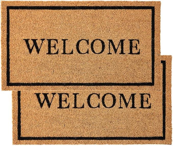 KANKUN Coco Coir Door Mat with Heavy Duty Backing, Welcome Doormat (17