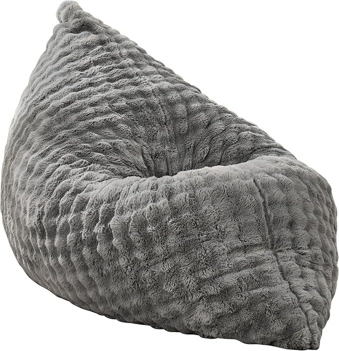 Hobestluk 3 in 1 Bean Bag Chair Giant Bean Bag Chairs for Adults with Bubble Cover Convertible Bean Bag Floor Cushion with Machine Washable Cover for Living Room (Bubble Grey)