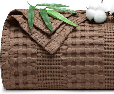 PHF Cooling Waffle Blanket King Size, Lightweight 60% Viscose from Bamboo & 40% Cotton. Breathable Blanket for Hot Sleepers, Soft and Luxury for Bed Couch and Sofa, 104