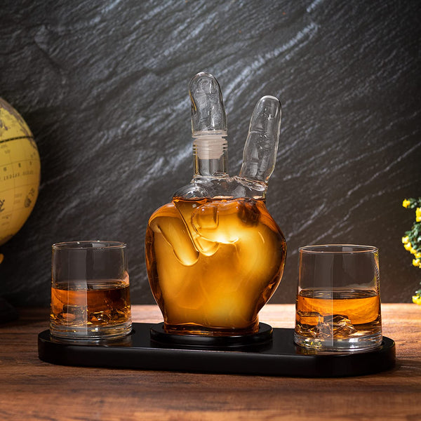 Peace Sign Wine and Whiskey Decanter 750ml With 2 10oz Glasses by The Wine Savant 9