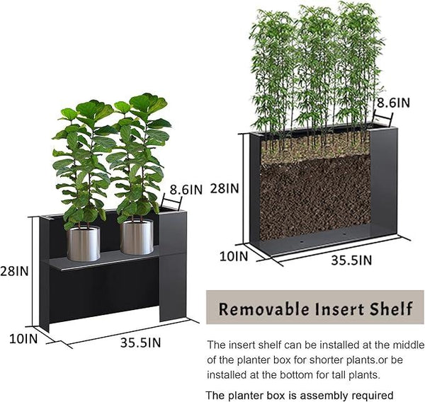 Metal Rectangular Planter Box, Galvanized Steel Tall Planters for Outdoor Plants, 35.5