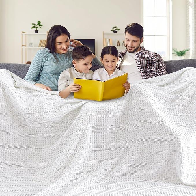 PHF Cooling Waffle Blanket California King Size, Lightweight 60% Rayon Derived from Bamboo & 40% Cotton Breathable Blanket for Hot Sleepers, Soft and Luxury for Bed Couch and Sofa, 110