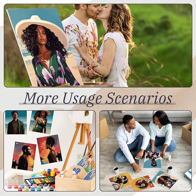 Blosssound 10 Set Pre Printed Canvas Pre Drawn Canvas Painting with Easel Kits 5