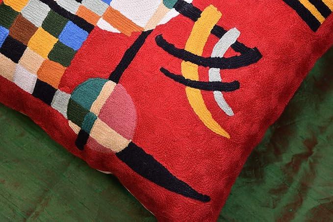 Modern Throw Pillow Cover - Kandinsky Inspired Abstract Pattern - Red - 18