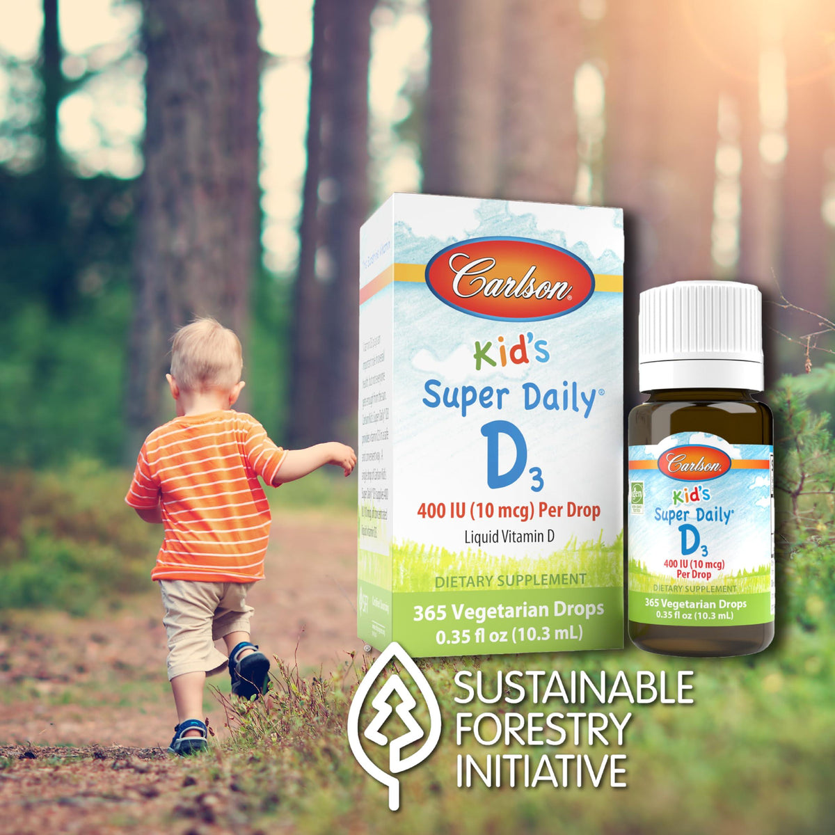 Carlson Kid's Super Daily D3 Liquid 400 IU, 0.35 fl oz, EXP 01/2027