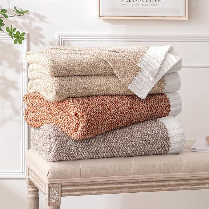 MIULEE Fall Burnt Orange Super Soft Throw Blanket for Couch, Cozy Fluffy Warm Throws Knit Blankets for Sofa, Bed, Chair, Living Room, Camping, Picnic, 50 x 60 inch