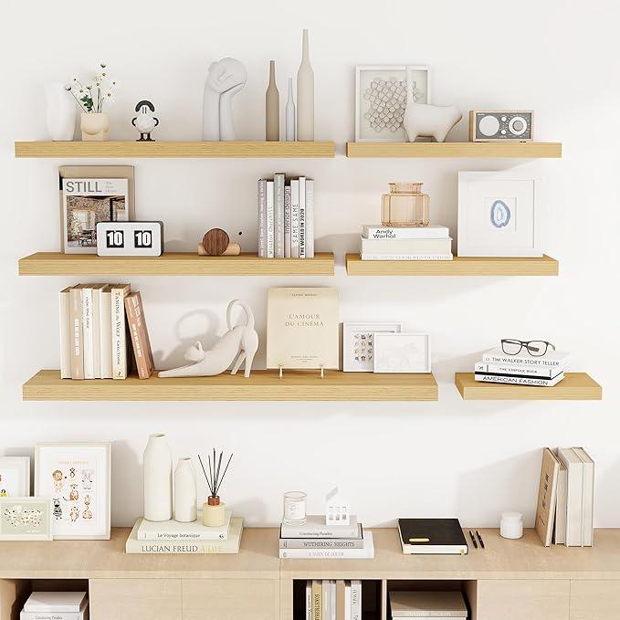 55 Inch Floating Shelves, 3D Textured Wood Grain, 55