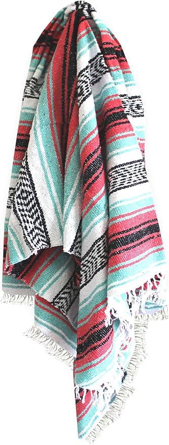 Del Mex Classic Mexican Blanket, Large Authentic Woven Falsa Throw (70