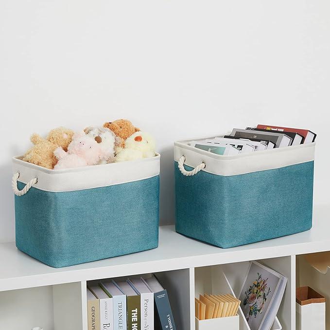 Bidtakay Foldable Storage Bins Set of 2 Tall Cloth Baskets 16