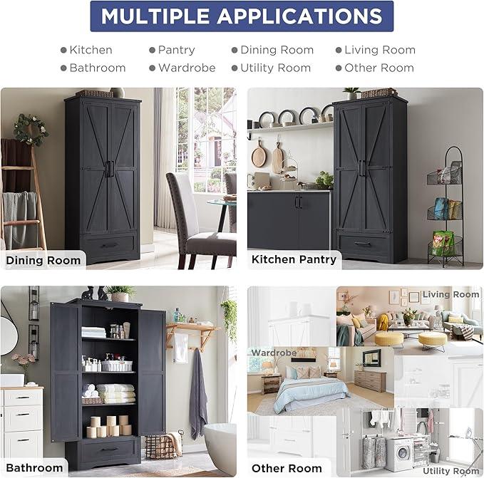 Farmhouse Kitchen Pantry Cabinet - 72