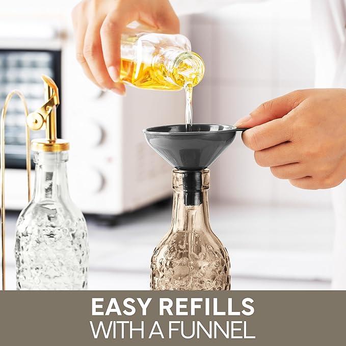 COOK WITH COLOR Glass Olive Oil Bottle Dispenser - 2 Pack- 17oz Oil and Vinegar Cruet - Olive Oil Carafe Decanter for Kitchen