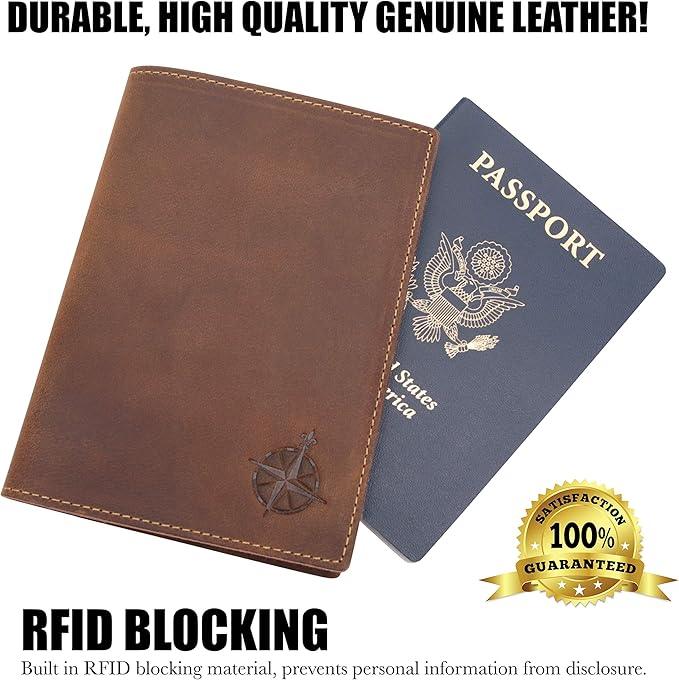 WANDERINGS Leather Travel Wallet with Passport Holder - 5.5