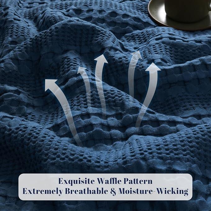PHF Cooling Waffle Blanket Twin Size, Lightweight 60% Rayon Derived from Bamboo & 40% Cotton Breathable Blanket for Hot Sleepers, Soft and Luxury for Bed Couch and Sofa, 66
