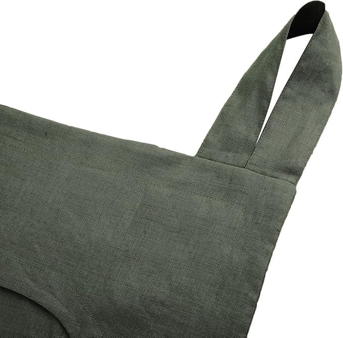 Amazhiyu 100% Linen Door Hanging Laundry Hamper Bag, 19x27 Inches Dusty Green
