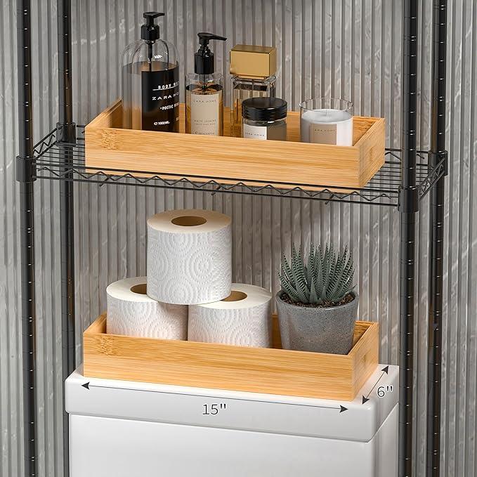 Kitchen Drawer Organizer Bins, Stackable Bamboo Deep Drawer Organizer for Silverware, Utensils, Cutlery, Flatware, Junk Drawer, Dresser, Bathroom, 15