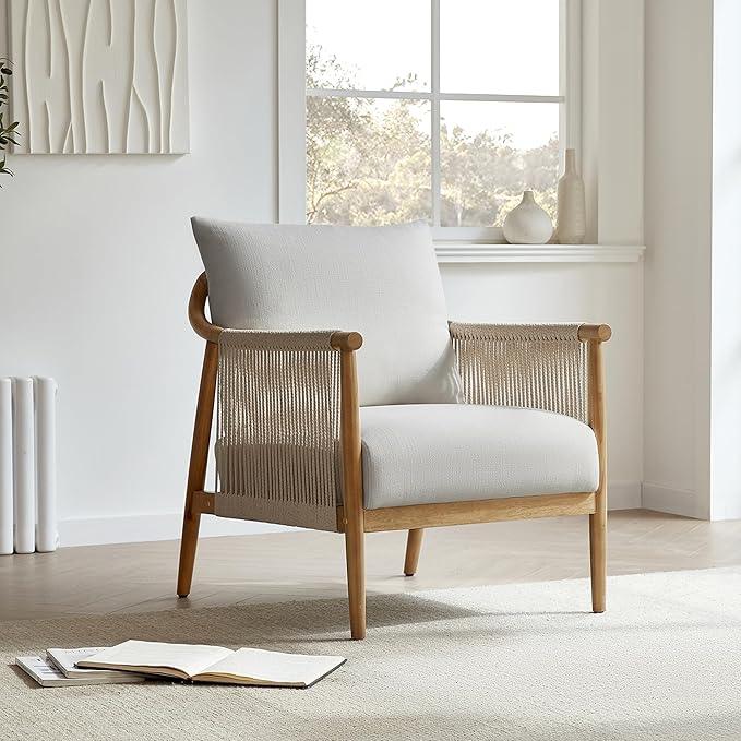 CHITA Braid Armchair Set of 2, Modern Accent Chair for Living Room, Light Grey