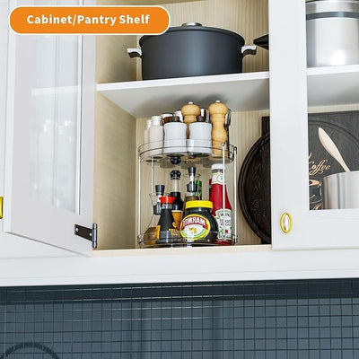2 Tier Lazy Susan Turntable for Cabinet,Countertop,Pantry,9.5
