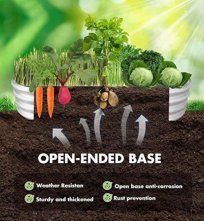 Raised Garden Bed, 2 Pcs 7×3×1ft Outdoor Galvanized Planter Boxes, Galvanized Garden Beds Outdoor with Metal Plant Stakes, Large Raised Garden Stock Tank, Garden Beds Outdoor for Vegetables