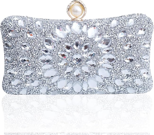 Sparkly Rhinestone Evening Clutch for Women - Luxury Handbag with Detachable Chain