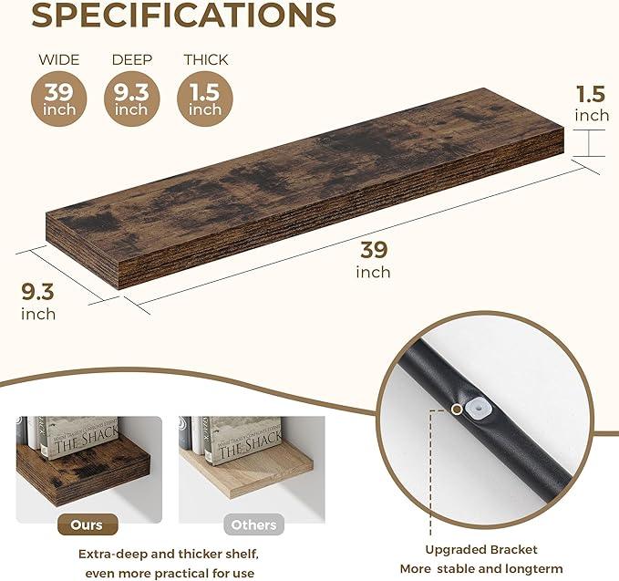 Dreamland 40 Inches Floating Shelves for Wall, 9.3