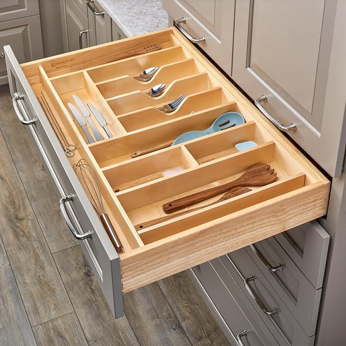Rev-A-Shelf Trim-to-Fit Silverware Drawer Organizer For Kitchen Utensils, Cutlery Cabinet Storage Divider Insert, 33