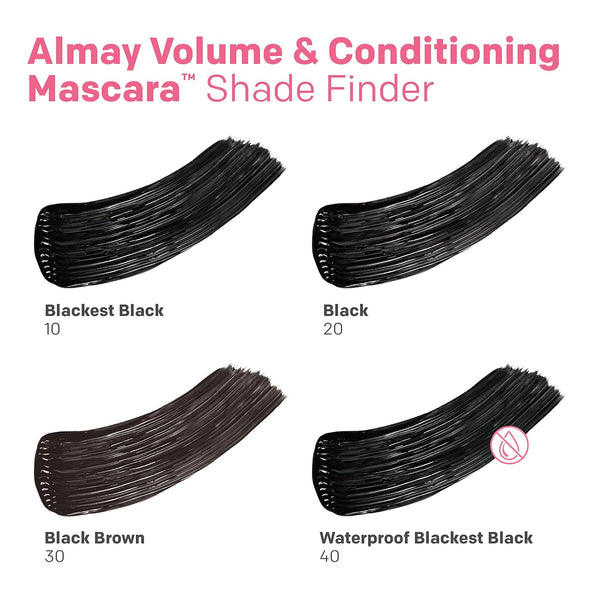 2-PACK Almay Volume & Conditioning Mascara, Hydrating All Day Wear, 10 Blackest Black, 0.27 fl oz.