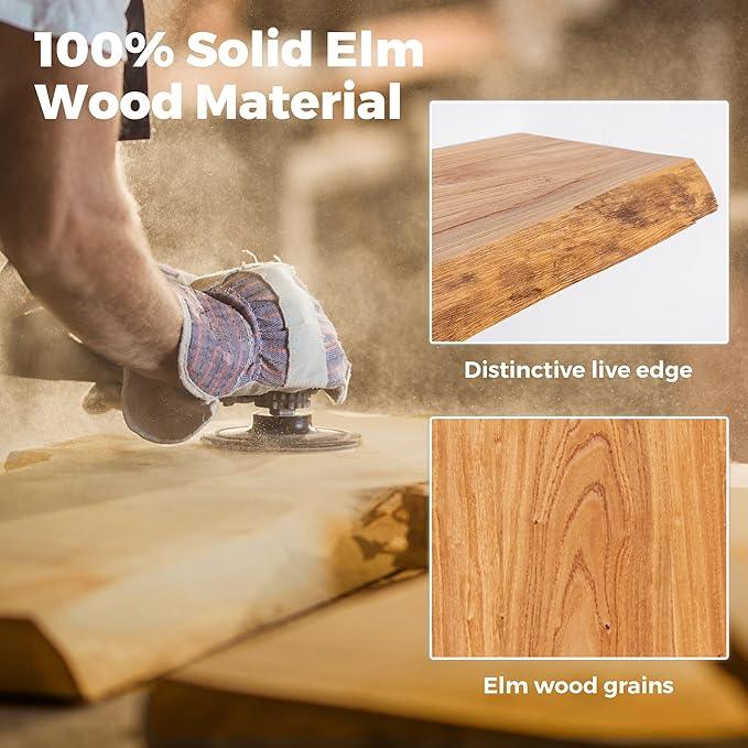 RICHFOCUS Live Edge Elm Floating Shelves - 36