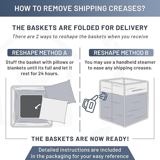 NaturalCozy 13x15x13 Kallax Storage Cubes Bins, 3 Pack | Cotton Rope Cube Storage Bin Woven Baskets for Organizing | Kallax Insert Storage Baskets for Shelves Organizer, Kids Toy, Closet Baby Nursery